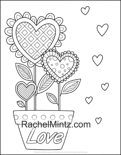 100 Love & Romance Coloring Book For Adults, Beautiful Valentine's Day Designs (Printable PDF Book)