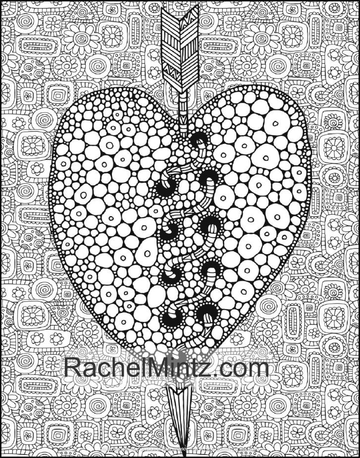 100 Love & Romance Coloring Book For Adults, Beautiful Valentine's Day Designs (Printable PDF Book)