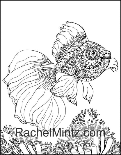 100 Ocean Designs Coloring Book For Adults - Relaxing Coral Reef, Fish & Marine Life (Digital PDF Format)