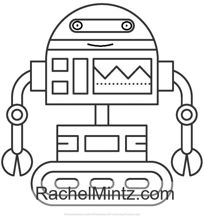 100 Robots! Coloring Book For Kids Ages 3-6 (Digital Printable Format)