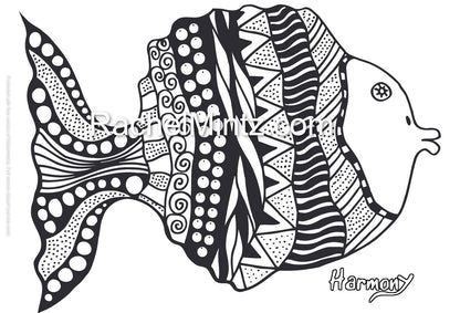 Doodle Fish - Easy Designs for Relaxation and Mind Clearing Moments (Printable Format) Coloring Book