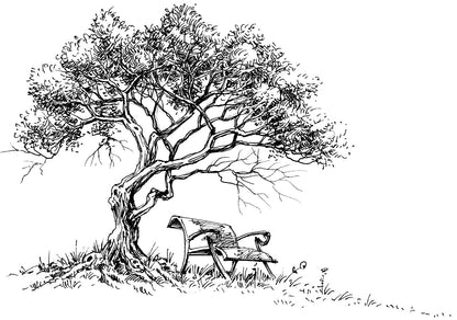 Trees - Forests, Woods & Lonely Tree Landscapes, 44 Artist's Drawings PDF Coloring Book