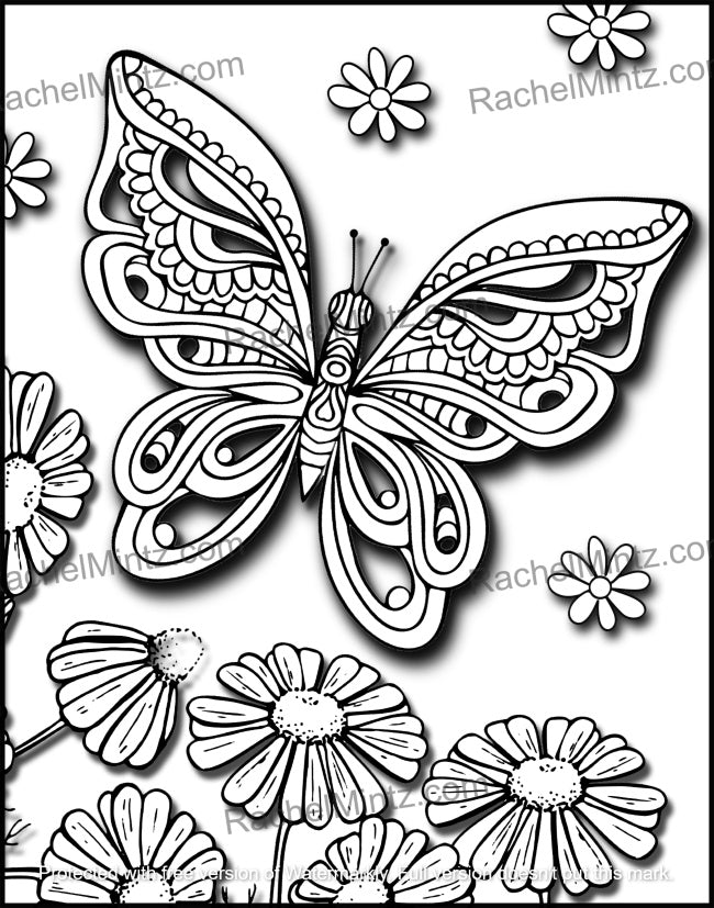 3D Butterflies - Floating Butterflies on Beautiful Flowers by Rachel Mintz (Printable PDF Book)