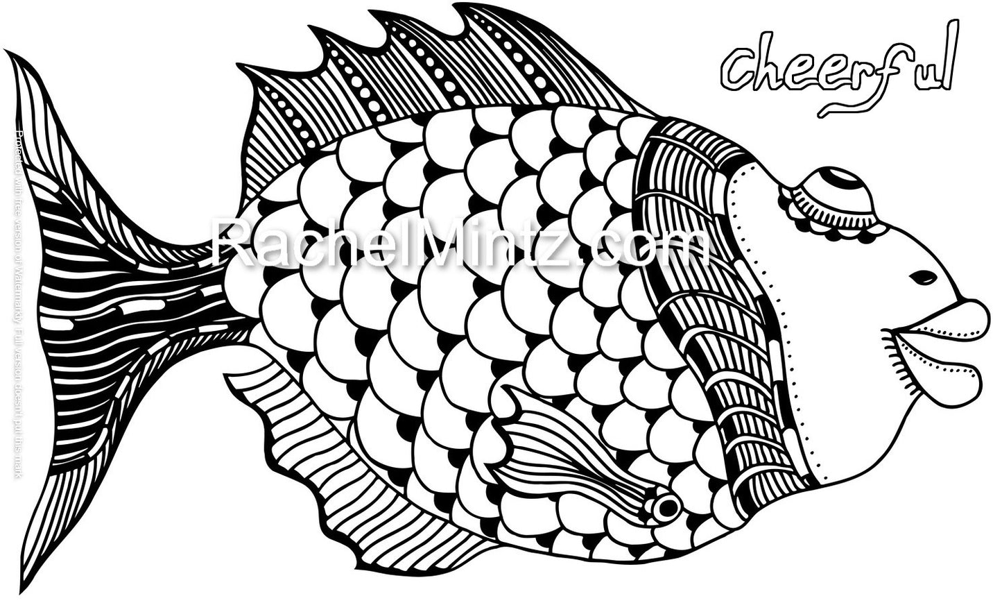 Doodle Fish - Easy Designs for Relaxation and Mind Clearing Moments (Printable Format) Coloring Book