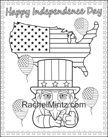 Happy 4th Of July - USA Independence Day Coloring Book (Digital PDF Book)