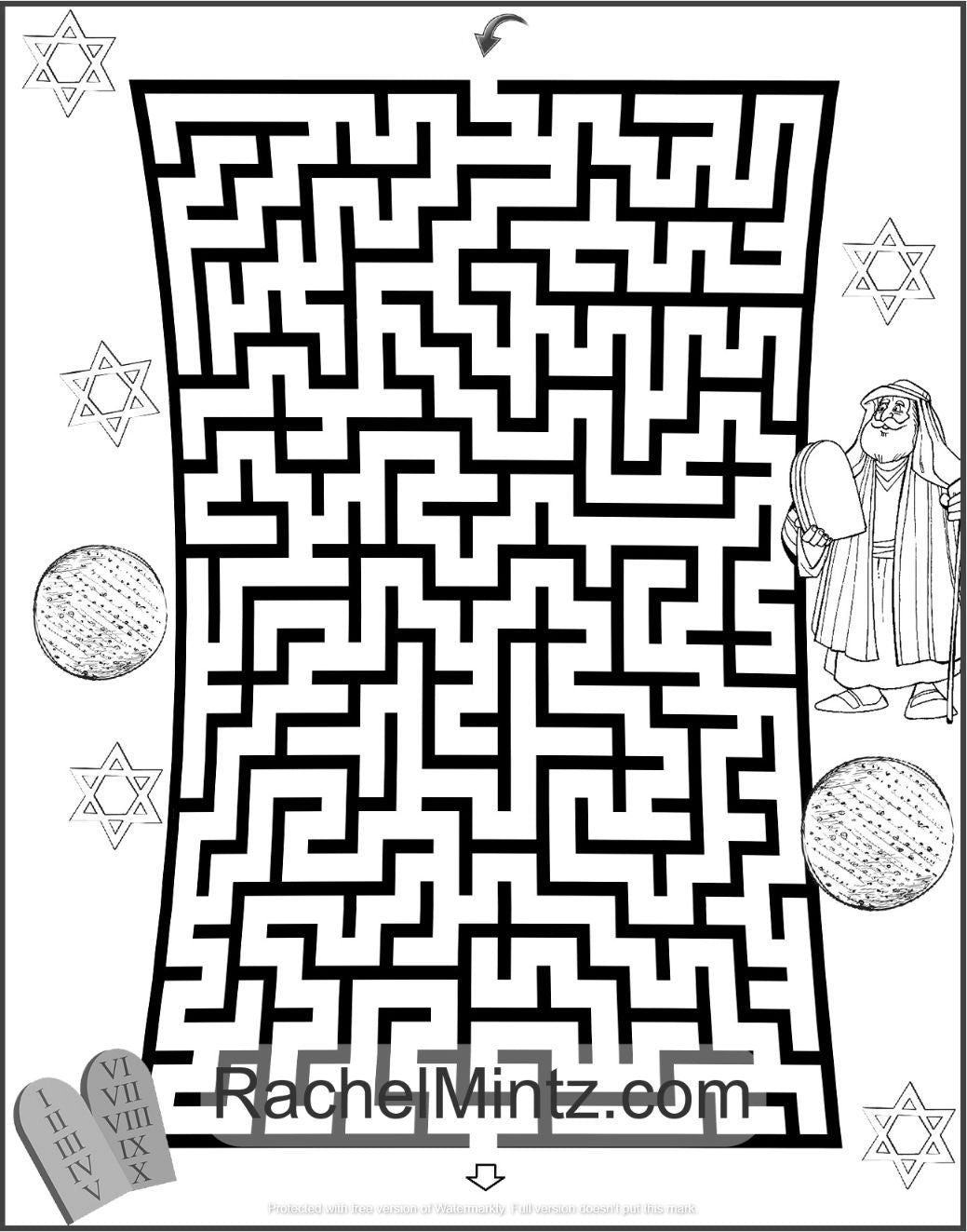50 Passover Mazes - Activity Pages For Pesch, Seder Activity For Kids and Adults (PDF Format)