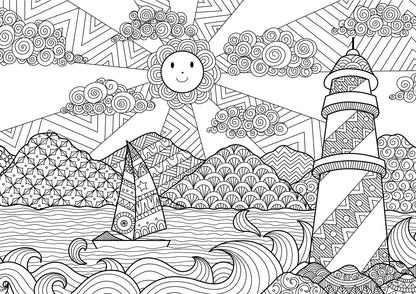 Freedom - Detailed Outdoors Doodle Landscapes Coloring Book Rachel Mintz