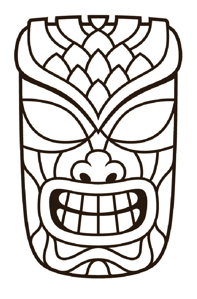 Hawaiian Masks - Large Print PDF Coloring Book For Seniors or Visually Impaired