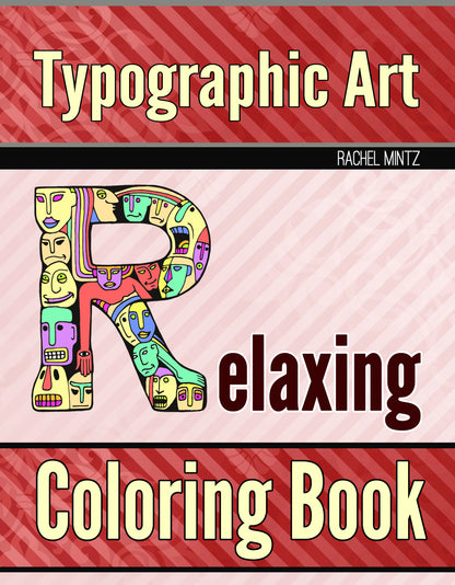 Typograpgy Art - Relaxing Large Print ABC Doodles Coloring Book