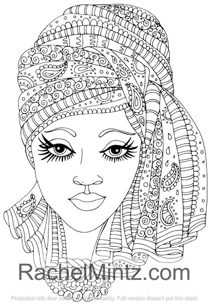 African Beauty - Afro Women Portraits - PDF Coloring Book