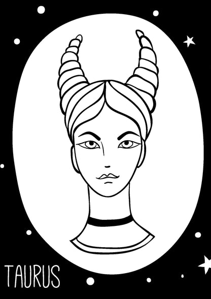 Astrology Girls - 36 Astrology Portraits Easy to Color For Beginners, PDF Book