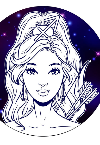 Astrology Girls - 36 Astrology Portraits Easy to Color For Beginners, PDF Book