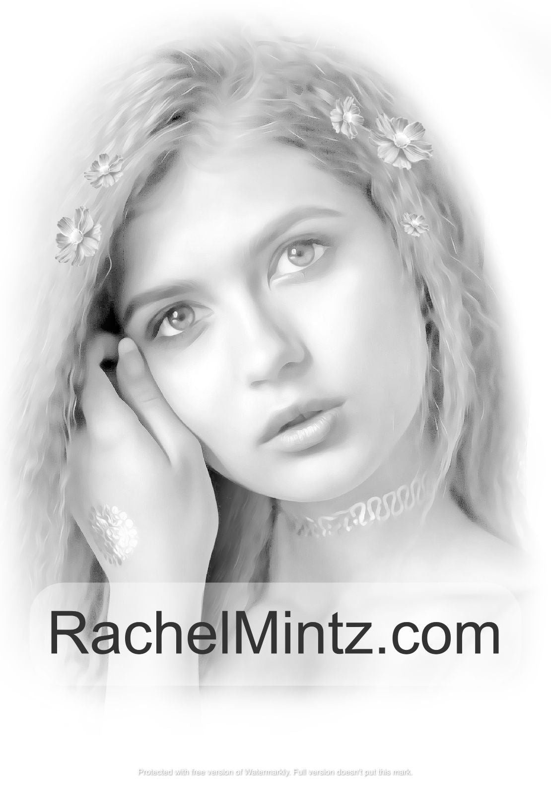 Angelic Beauties - Beautiful Girls Grayscale Art (Digital Coloring Book)
