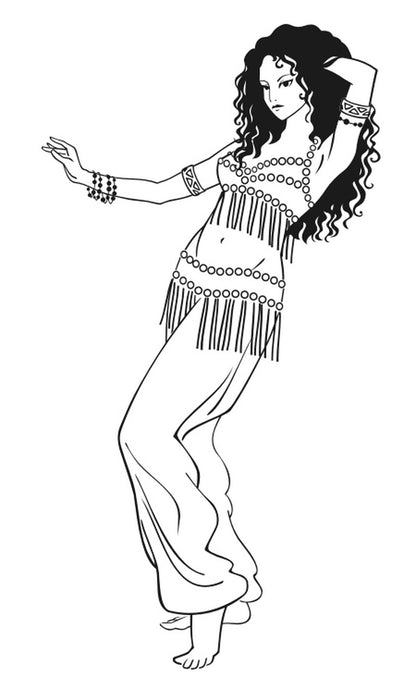 Belly Dancing - Beautiful Oriental Women Dancers, PDF Coloring Book