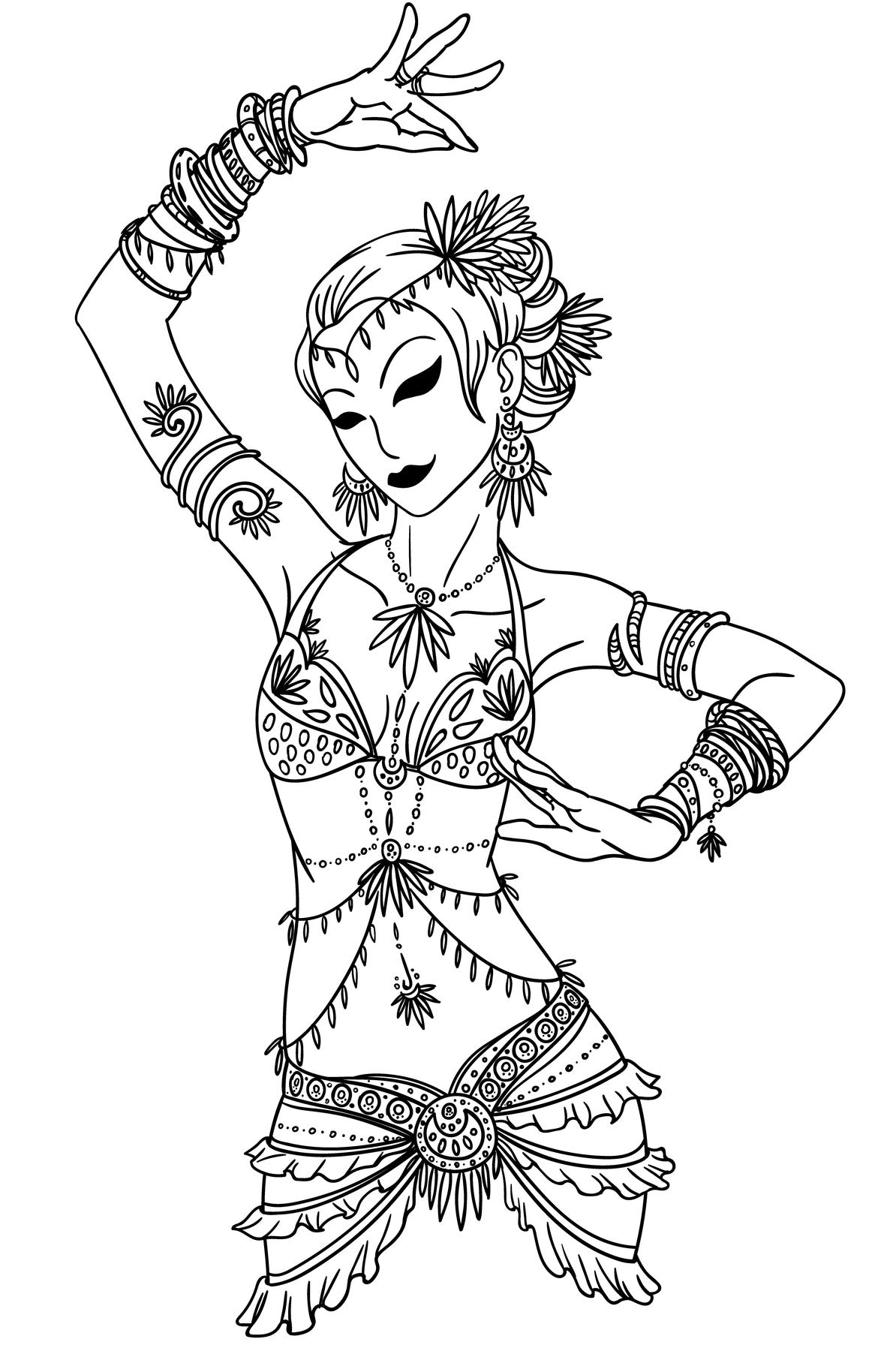 Belly Dancing - Beautiful Oriental Women Dancers, PDF Coloring Book