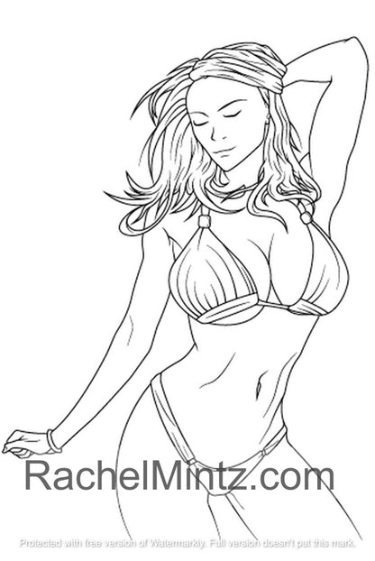 Bikini Girls - Beautiful Sexy Women In Swimsuits, Rachel Mintz PDF Coloring Book