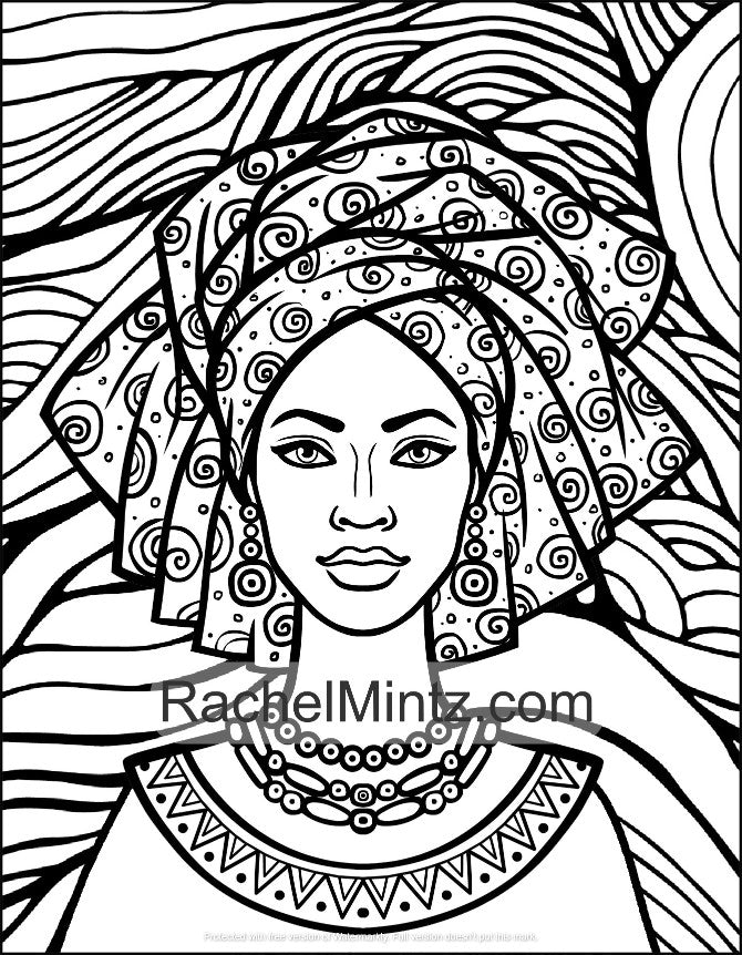 Black Women Coloring Book - 25 Beautiful African Queens (Digital PDF Book)