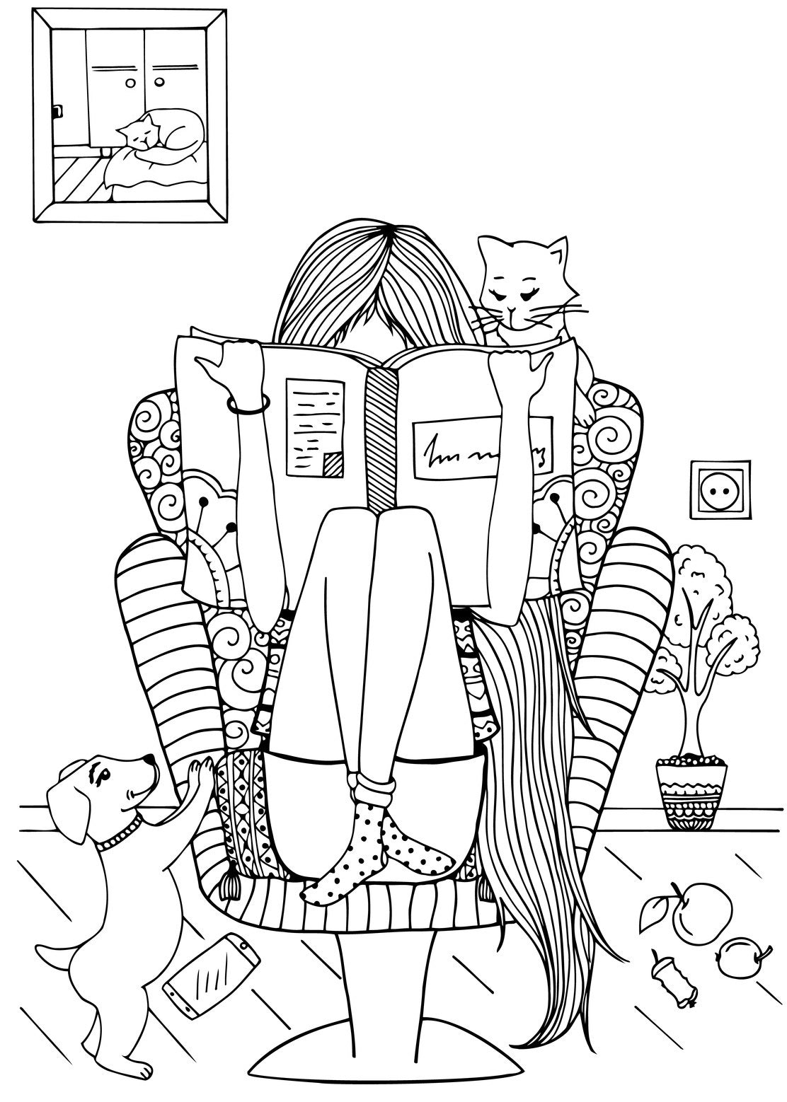 Bookworms - Book Lovers Coloring Book For Readers - Book Art  Rachel Mintz