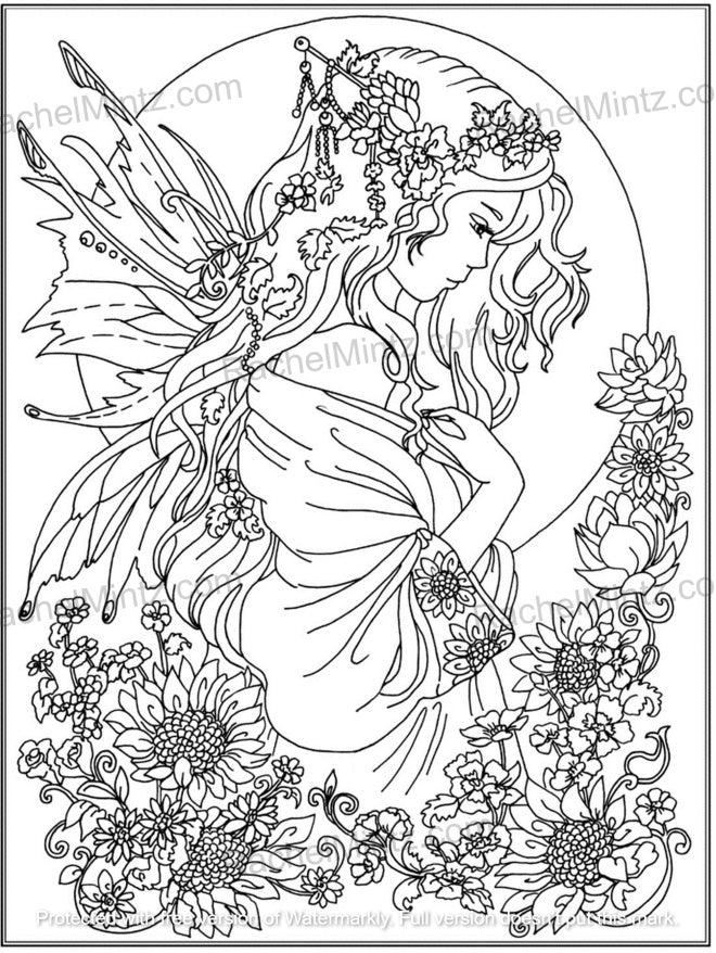 Butterfly Girls - Intricate Relaxing Fantasy Fairy Forest Scenes (Digital PDF Book)