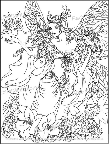 Butterfly Girls - Intricate Relaxing Fantasy Fairy Forest Scenes (Digital PDF Book)