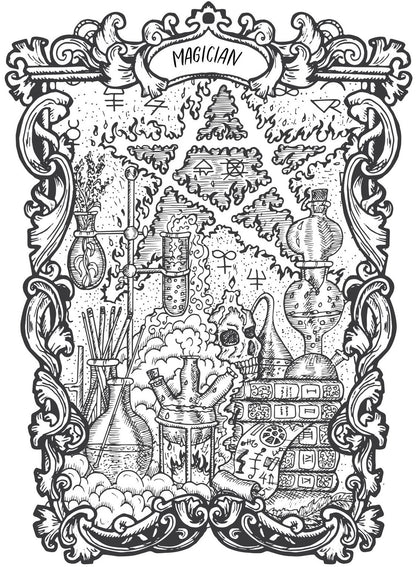 Cards of Fortune - Tarot Art Fantasy, Gothic Occult Figures Coloring Book