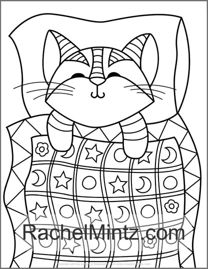 Cats - Large Print, Easy Simple Cats Designs Coloring Book For Adults (Digital Format)