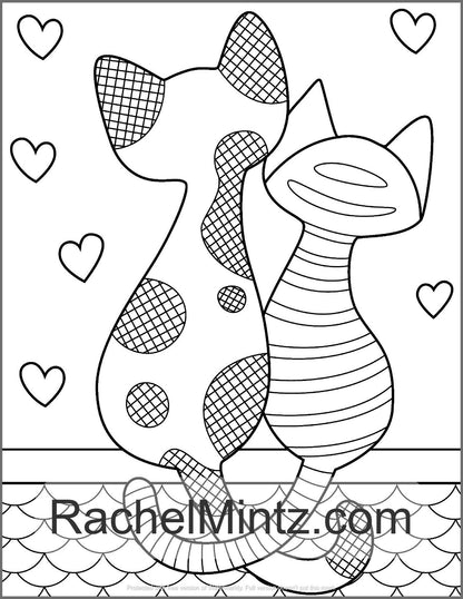 Cats - Large Print, Easy Simple Cats Designs Coloring Book For Adults (Digital Format)