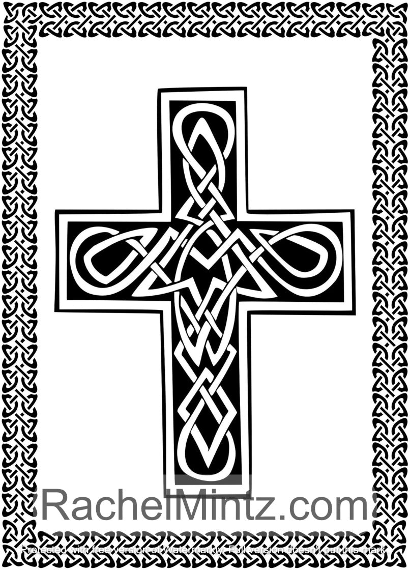 Celtic Crosses , PDF Coloring Book - Christian Religious Patterns Of Seamless For Relaxation