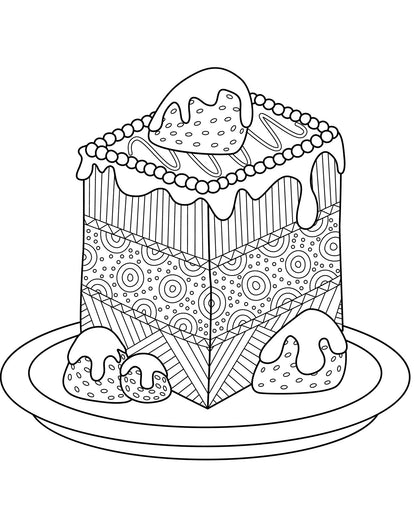 Chocolate Party - Sweets, Cakes, Ice Cream Desserts & Candy, PDF Coloring Book