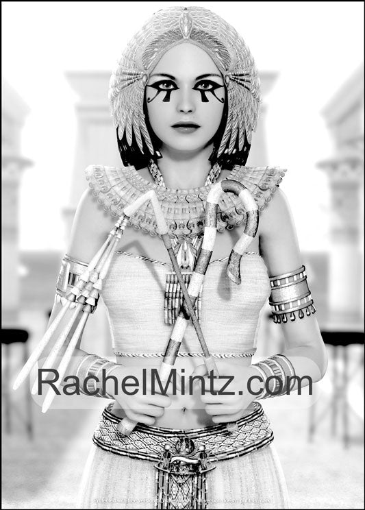 Cleopatra - Grayscale and Outline Art of Ancient Egypt Queen, Printable Coloring Book