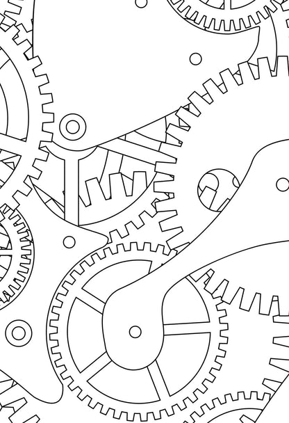 Clockwork Mechanics - Machine Cogwheels Technical Patterns, 3D Parts Blueprints - PDF Book
