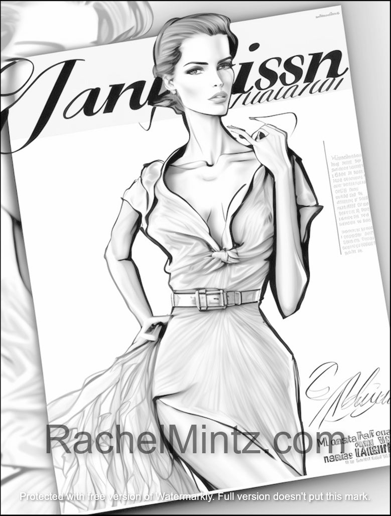 Cover Models, Fashion Coloring Book, Beautiful Catwalk Glamour Girls & Styling AI Art (Digital PDF Book)