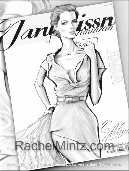 Cover Models, Fashion Coloring Book, Beautiful Catwalk Glamour Girls & Styling AI Art (Digital PDF Book)