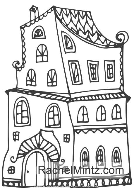 Creative Houses - Detailed Architecture Buildings Patterns, PDF Coloring Book