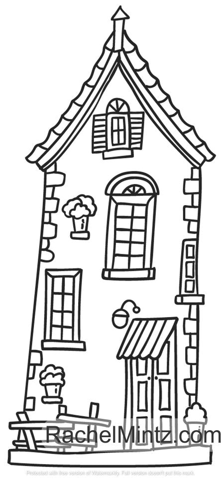 Creative Houses - Detailed Architecture Buildings Patterns, PDF Coloring Book