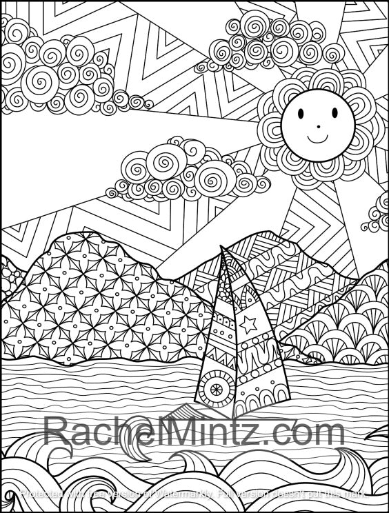 Crystal Mind Landscapes - Adults PDF Coloring Book With Gorgeous Anti Stress Patterns
