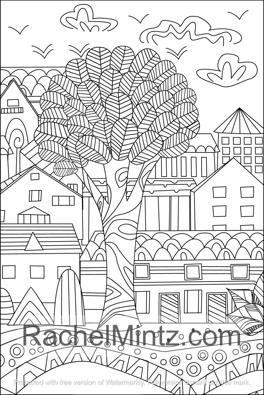 Crystal Mind Landscapes - Adults PDF Coloring Book With Gorgeous Anti Stress Patterns