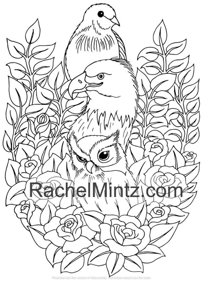 Cuddles & Hugs - Lovely Optimistic Floral Scenes Fairies and Animals, Printable Coloring Book