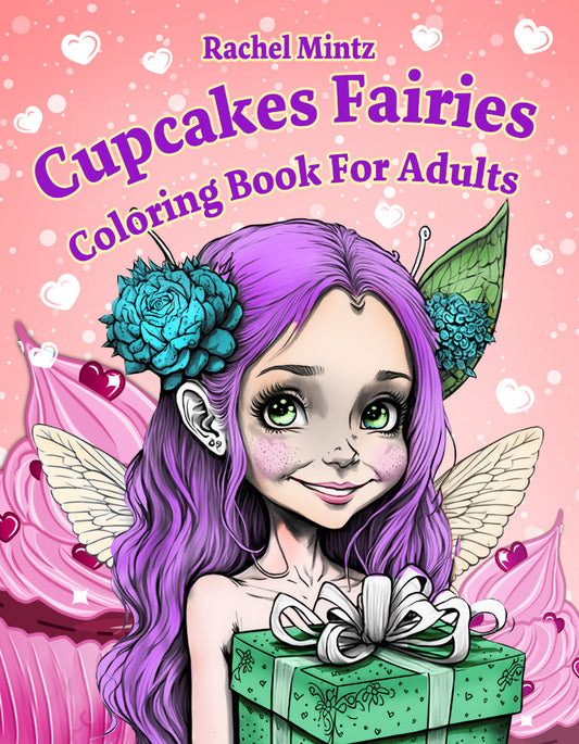 Cupcakes Fairies - Cute Adorable Girls With Desserts Beautiful Grayscale AI Art Designs (PDF Book) Rachel Mintz