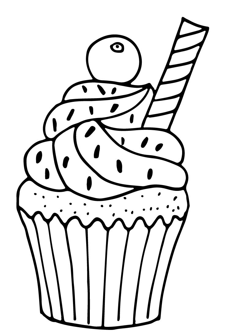 Cupcakes Party - Sweet, PDF Coloring Book With 30 Decorated Yummy Cakes