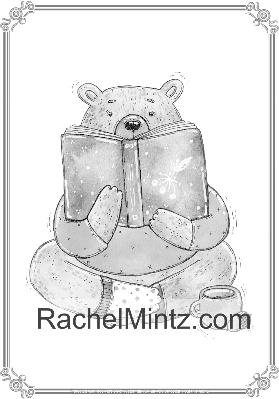 Cutness - Sweet Grayscale Coloring Book For Adults (Printable Book)
