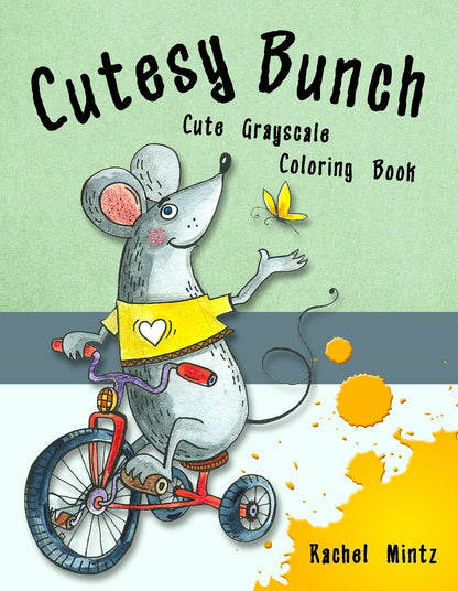 Cutesy Bunch - Cute Happy Friendly Animals, Grayscale Coloring Book (Printable Format)