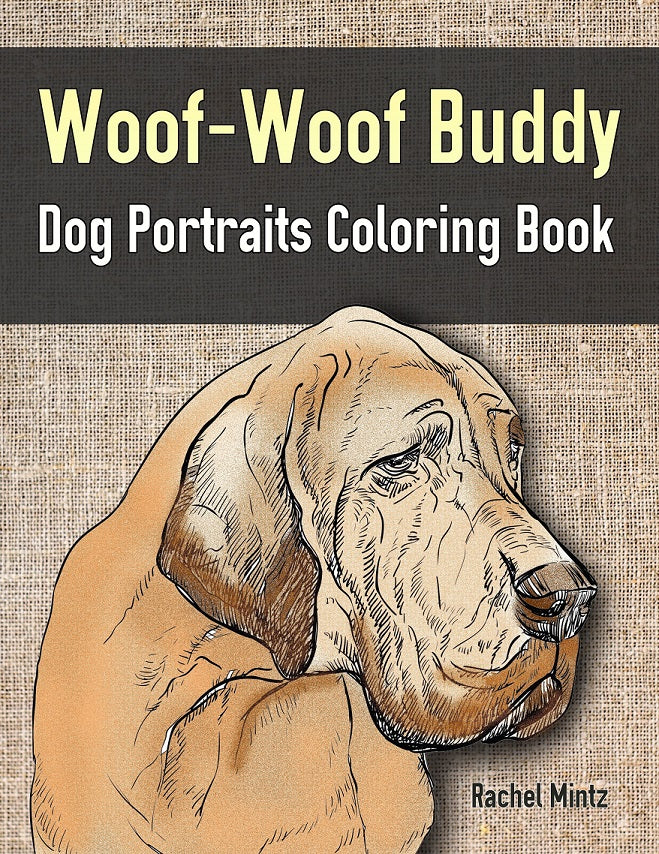 30 Dog Portraits - Woof-Woof Buddy - PDF Grayscale Coloring Book
