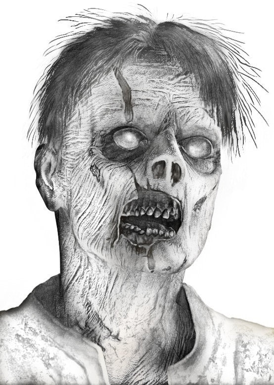 Faces of Horror - Grayscale Monsters, Zombies, Mutants, Demons - PDF Coloring Book