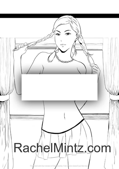 Flirty Topless Girls - Sexy Coloring Book, NSFW, For Adults 21+ Erotic Nude Anime Women (Digital Format)