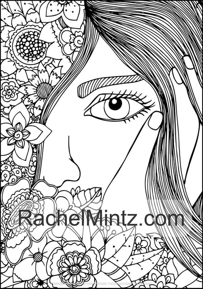 Floral & Beauty Anti Stress Relaxation Coloring For Adults - Digital Coloring Book