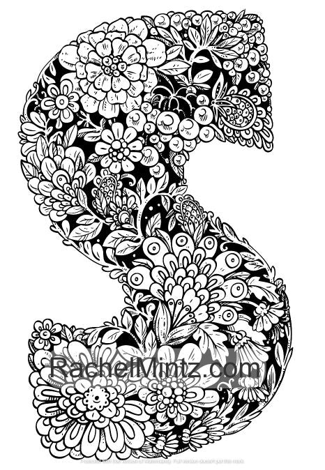 Floral Letters - Blooming ABC Flowers Typography Designs (Digital Coloring Book) Rachel Mintz