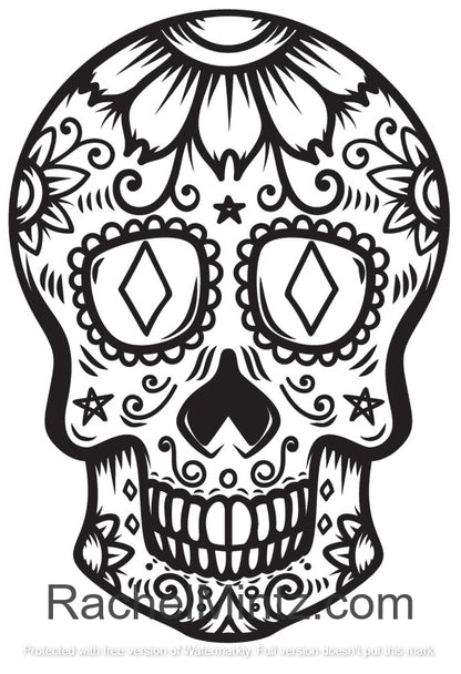 Floral Skulls - Sugar Skulls, PDF Coloring Book