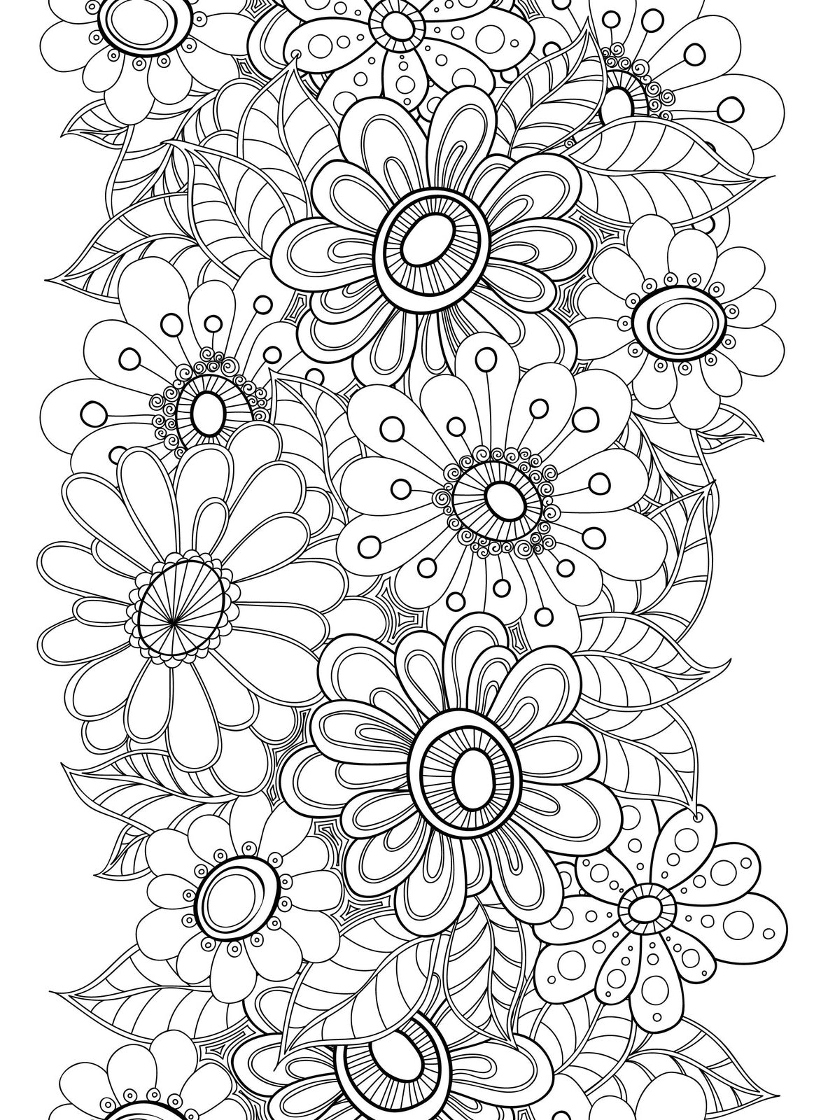 Blooming Pillars - Relaxing Flowers, PDF Coloring Book