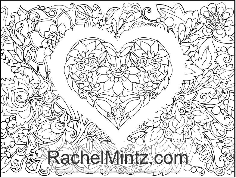 Fresh Love - Romantic Valentines Day Coloring For Lovers, Love Notes, Hearts Designs, (Digital Book)